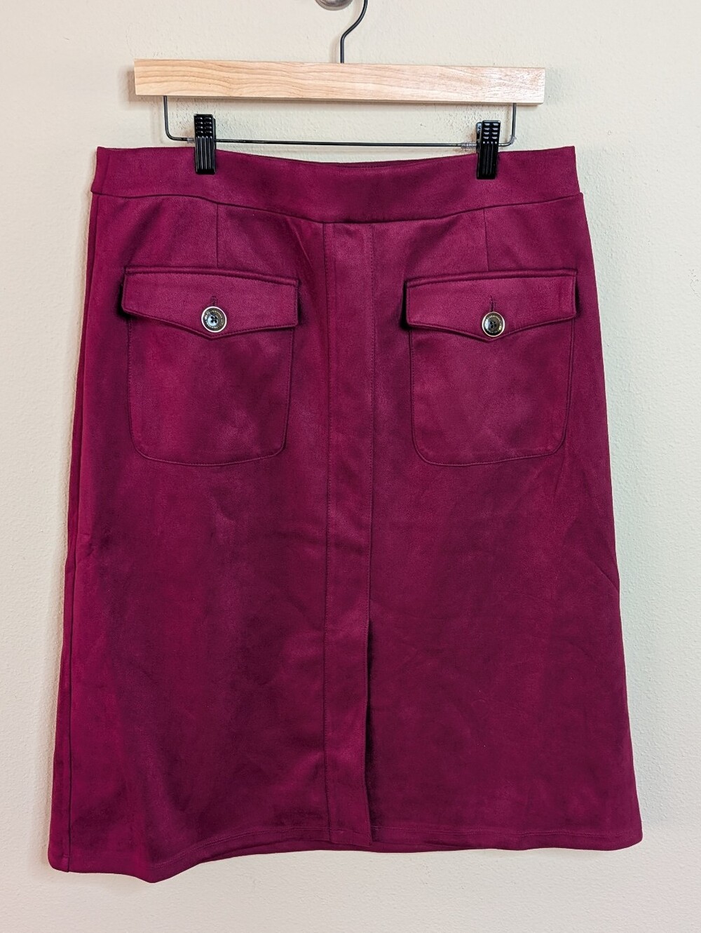 NWT Marc New York Andrew Marc Faux Suede Skirt Burgundy Size L